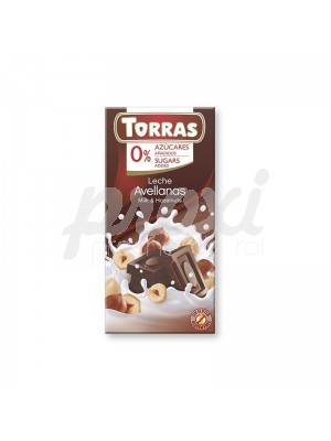 TORRAS CHOCOLATE MILK NOISETTES 0% SUCRE SANS GLUTEN 75G