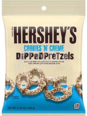 HERSHEY'S DIPPED PRETZELS COOKIES&CREME 120G