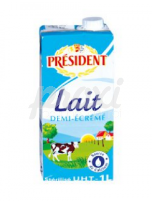 PRESIDENT LAIT UHT DEMI ECREME 1 L