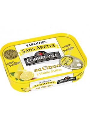 CONNETABLE SARDINE SANS ARETES AU CITRON ET HUILE D'OLIVE 140 G